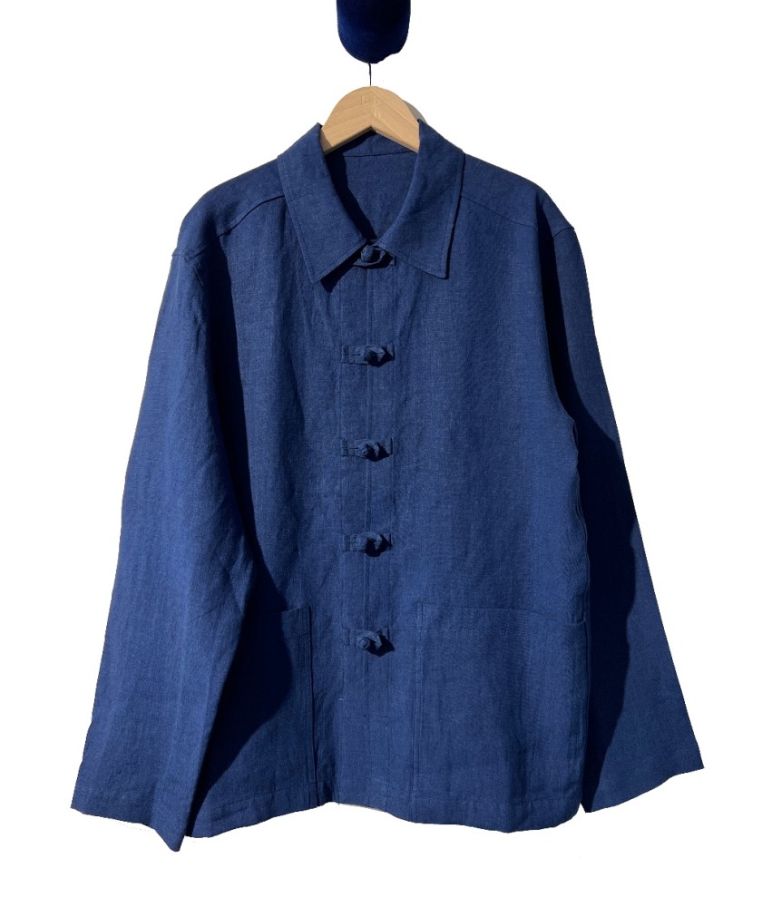 Indigo Linen Dengri Jacket DE BONNE FACTURE