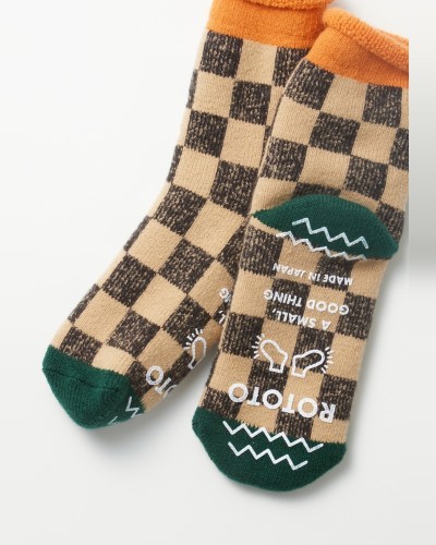 Beige Checked Room Socks ROTOTO