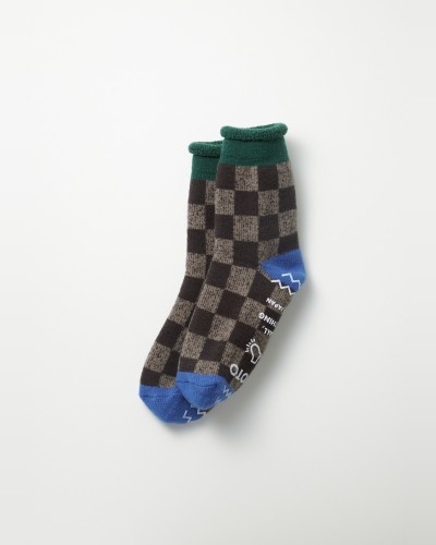 Blue Green Checked Room Socks ROTOTO