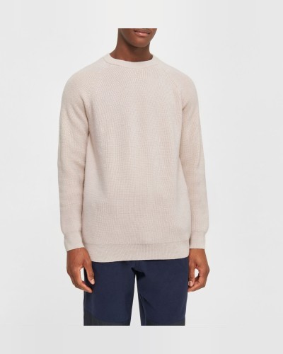 Off-white Ribbed Merino Sweater KNOWLEDGE COTTON APPAREL
