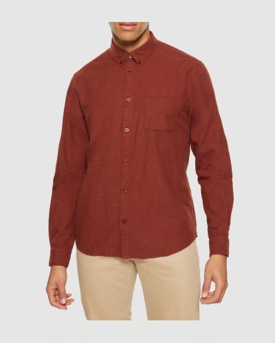 Brick Red Organic Flannel Shirt KNOWLEDGE COTTON APPAREL