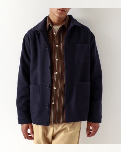 Melton Navy Iris Wool Jacket FAR AFIELD