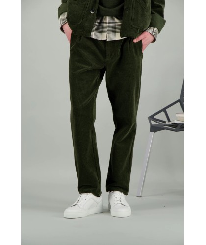 Dark Green Cord Pleat Pants...