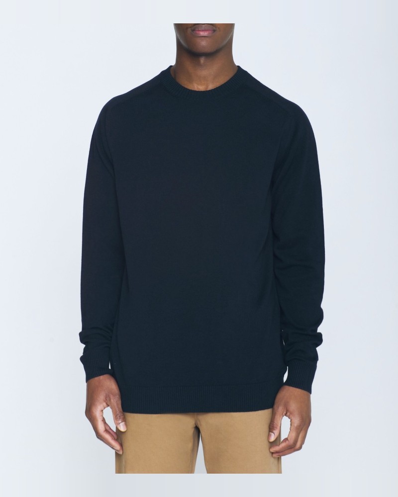 Light Navy Merino Crewneck KNOWLEDGE COTTON APPAREL