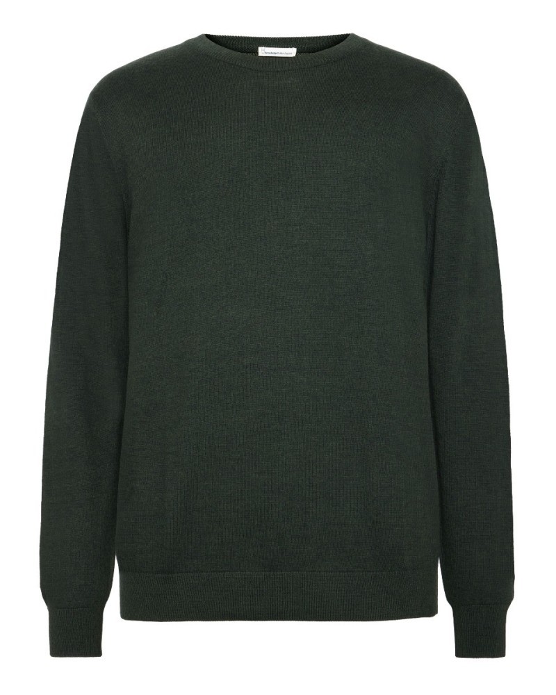 Pull fin mérino vert sapin KNOWLEDGE COTTON APPAREL