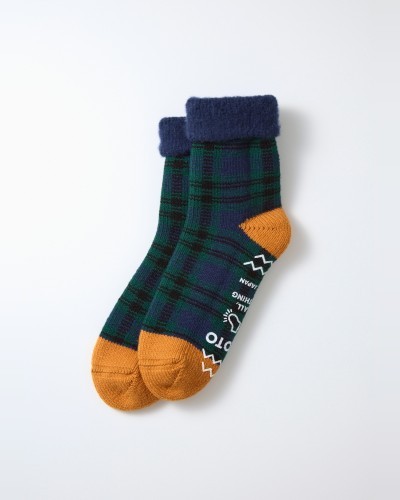 Green / Navy Tartan Room Socks ROTOTO