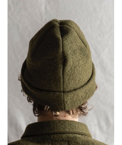 Olive Green Wool Fleece Hat...