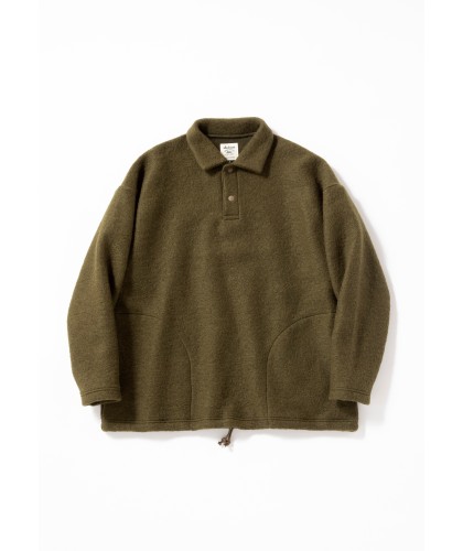 Himo Olive Wool Fleece Polo...