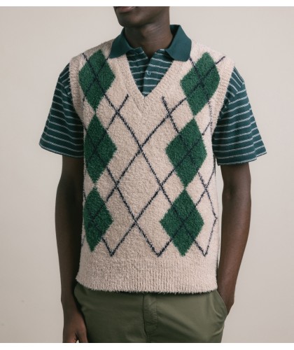 Pull Carron Argyle Ecru KESTIN