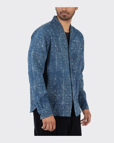 Veste Kimono Ryoko Blockprint Indigo KARDO