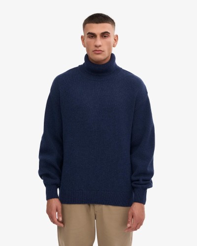 Pull Col Roulé Merino Marine Blue COLORFUL STANDARD