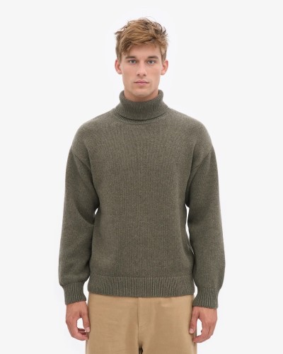 Dusty Olive Merino Turtleneck Sweater COLORFUL STANDARD