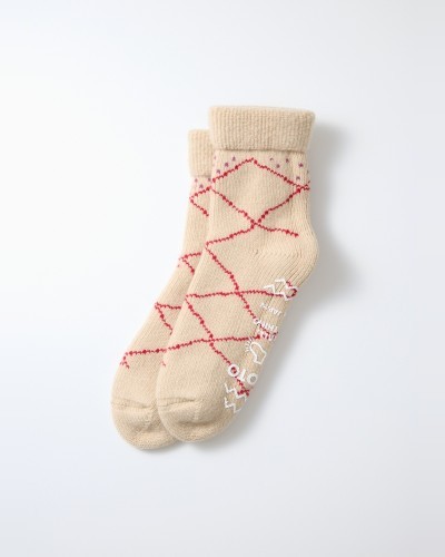 Chaussettes d'intérieur Merino Ecru Red ROTOTO