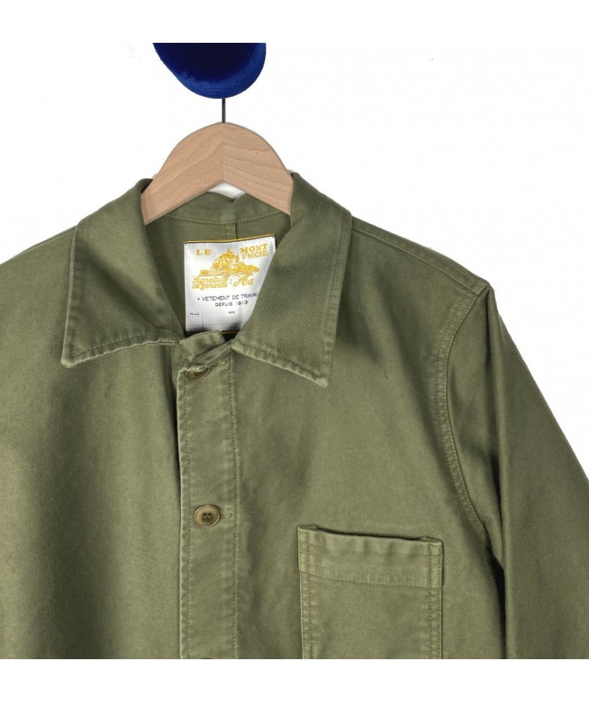 Olive Green Moleskine Chore Jacket LE MONT SAINT MICHEL
